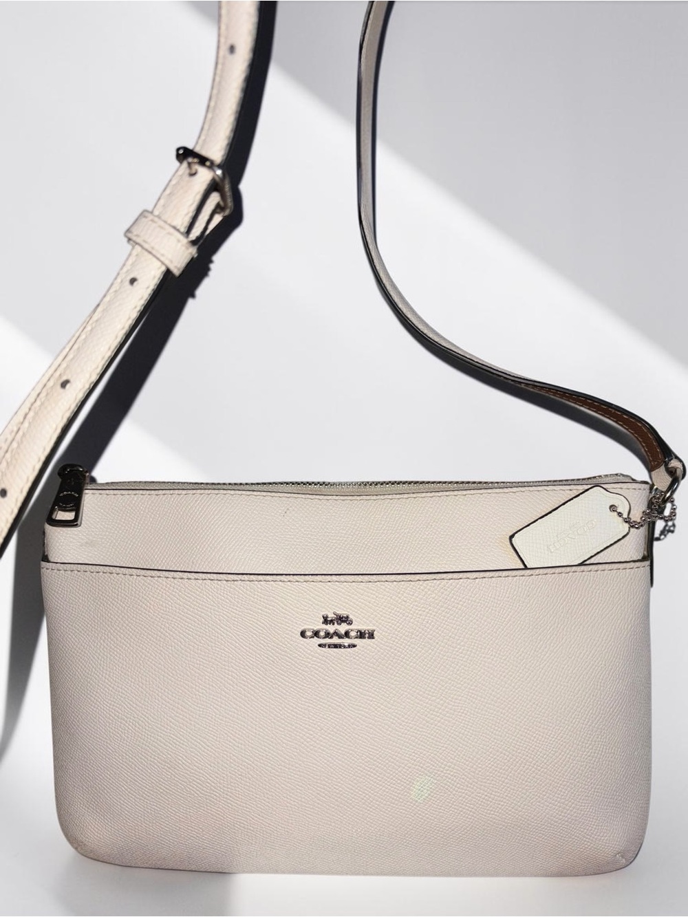 Coach Leather Crossbody Bag in Light Beige